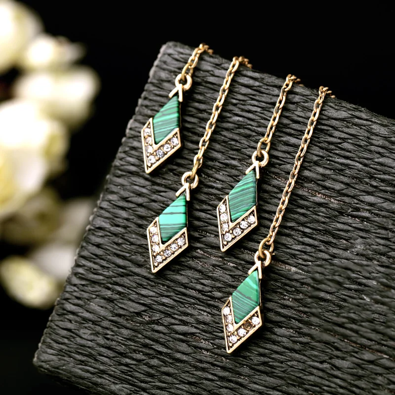 Antique Unique Design Boho Pendientes Natural Stone Animal Long Green Turquoise Vintage Gold Snake Earrings For Women Wholesale