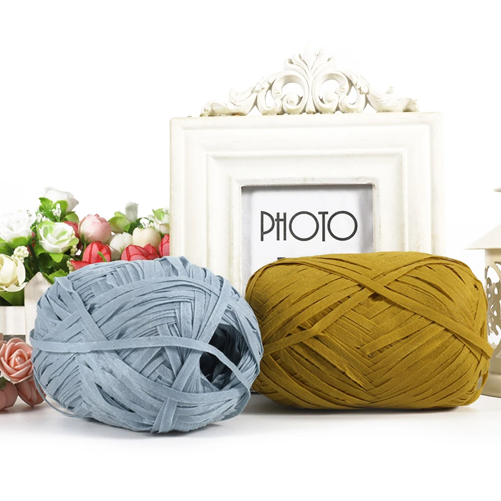 Heny Sale Natural Yarn Skein 100% Polyester Summer Paper Raffia Yarn For Crochet Sun Hat