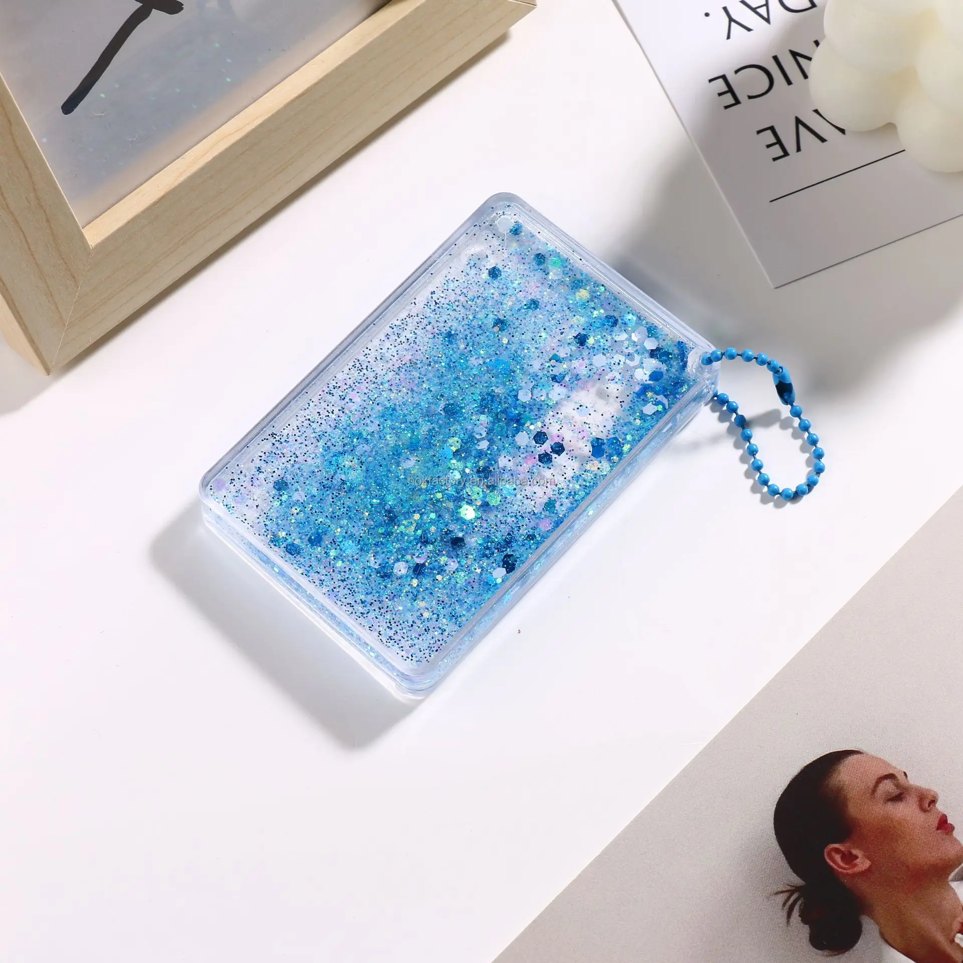 Acrylic Quicksand Gu card Mahjong Gu Pan card brick set transparent ice cube card brick pendant