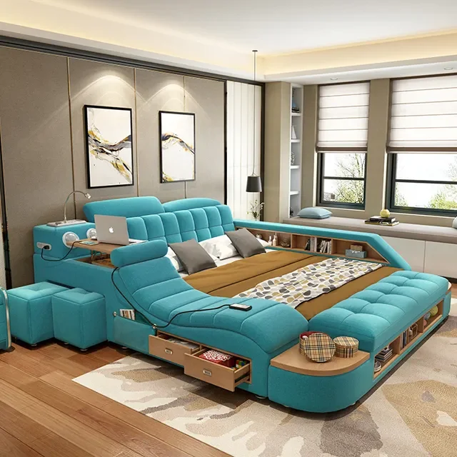 KEHUI King Bed Custom Design Leather Packed Rocking Breathable Modern Set Euro Covers A Bedding Memory Kingsized Smart King Bed