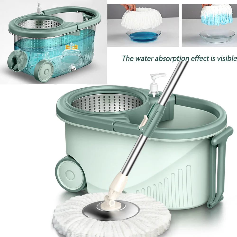 New Design Stainless Steel Telescopic Bathroom floor Wet Dry Handle 360 Rotating Magic Mop Bucket With Wheels