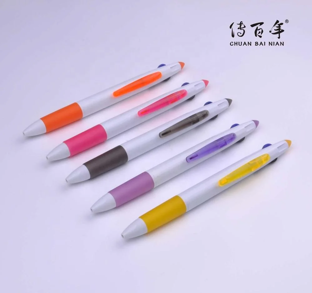 High quality 3 color ball pen/3 in 1 multicolor pen