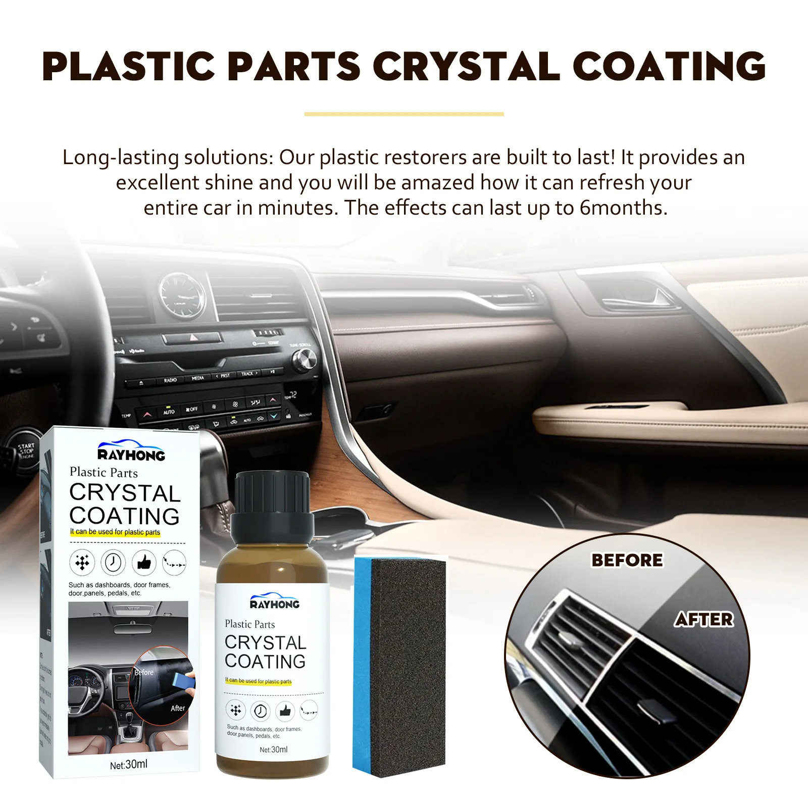 Rayhong OEM&ODM Cristal Coating Plastic Usful Automobile Plastic Coating Soft Crystal Coating Liquid