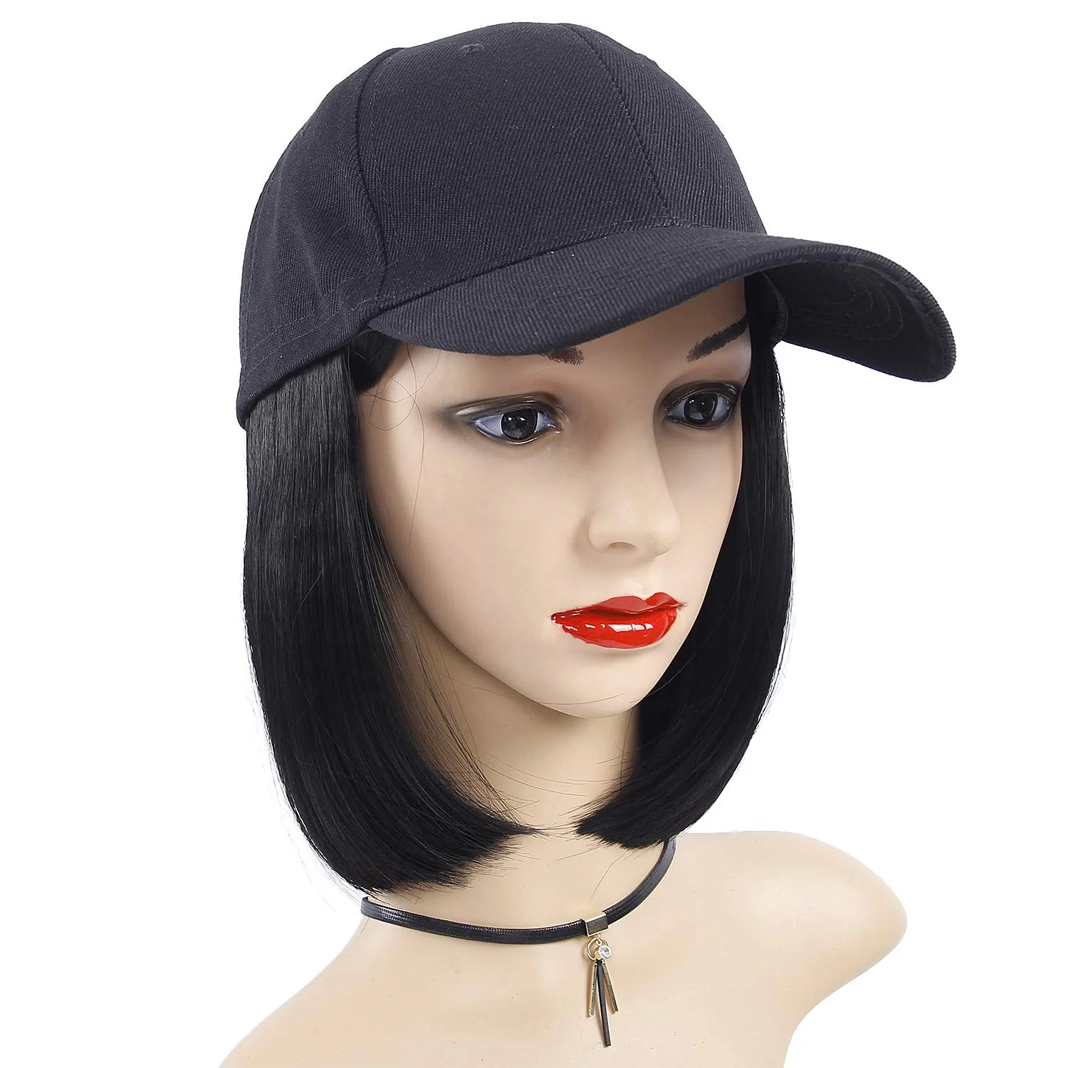 Модная женская бейсбольная шляпа bladk Bob Wig Женская Регулируемая