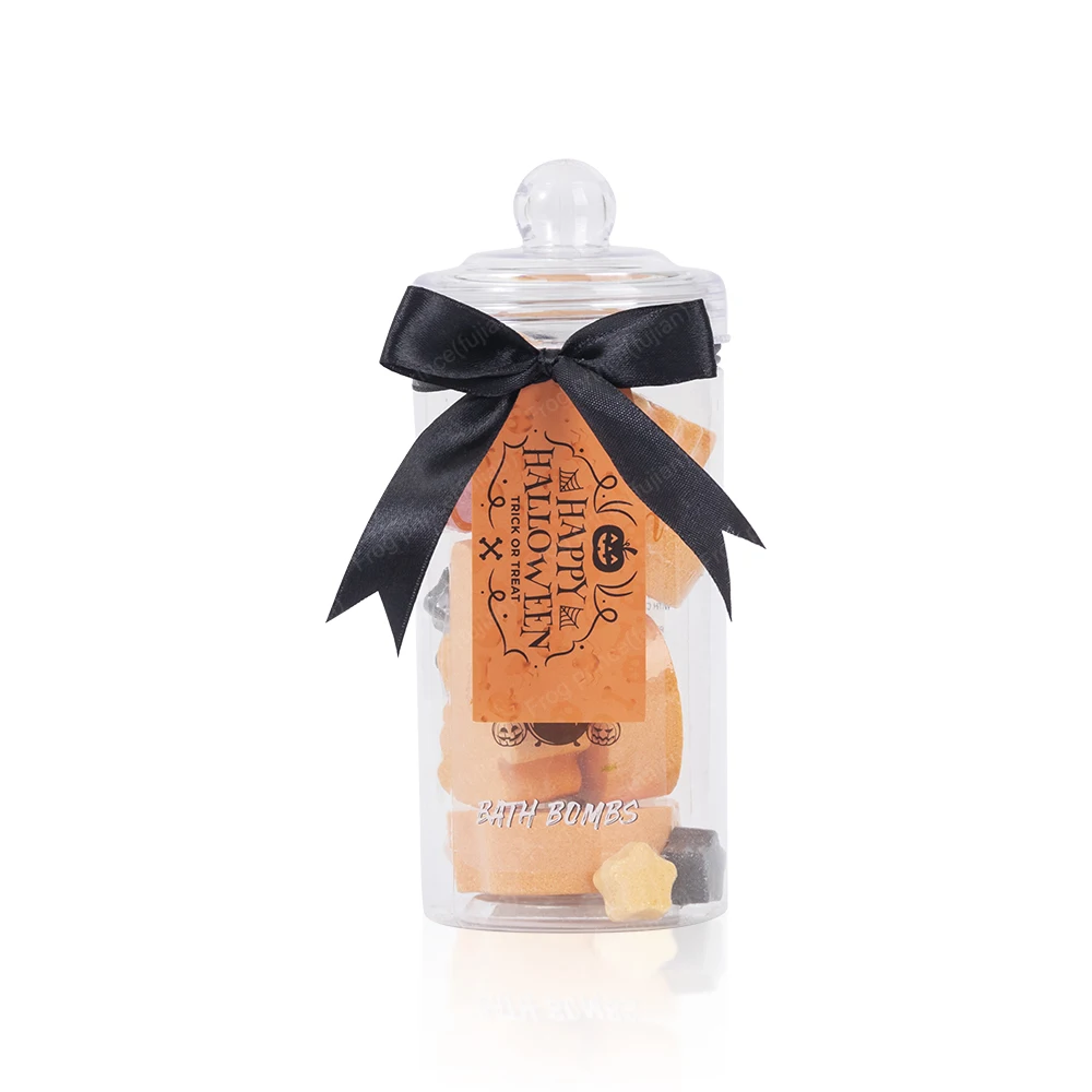 2022 new design pumpkin shaped bat shaped star shaped bath bomb shower steamer Halloween bath gift set bath fizzer in candy jar