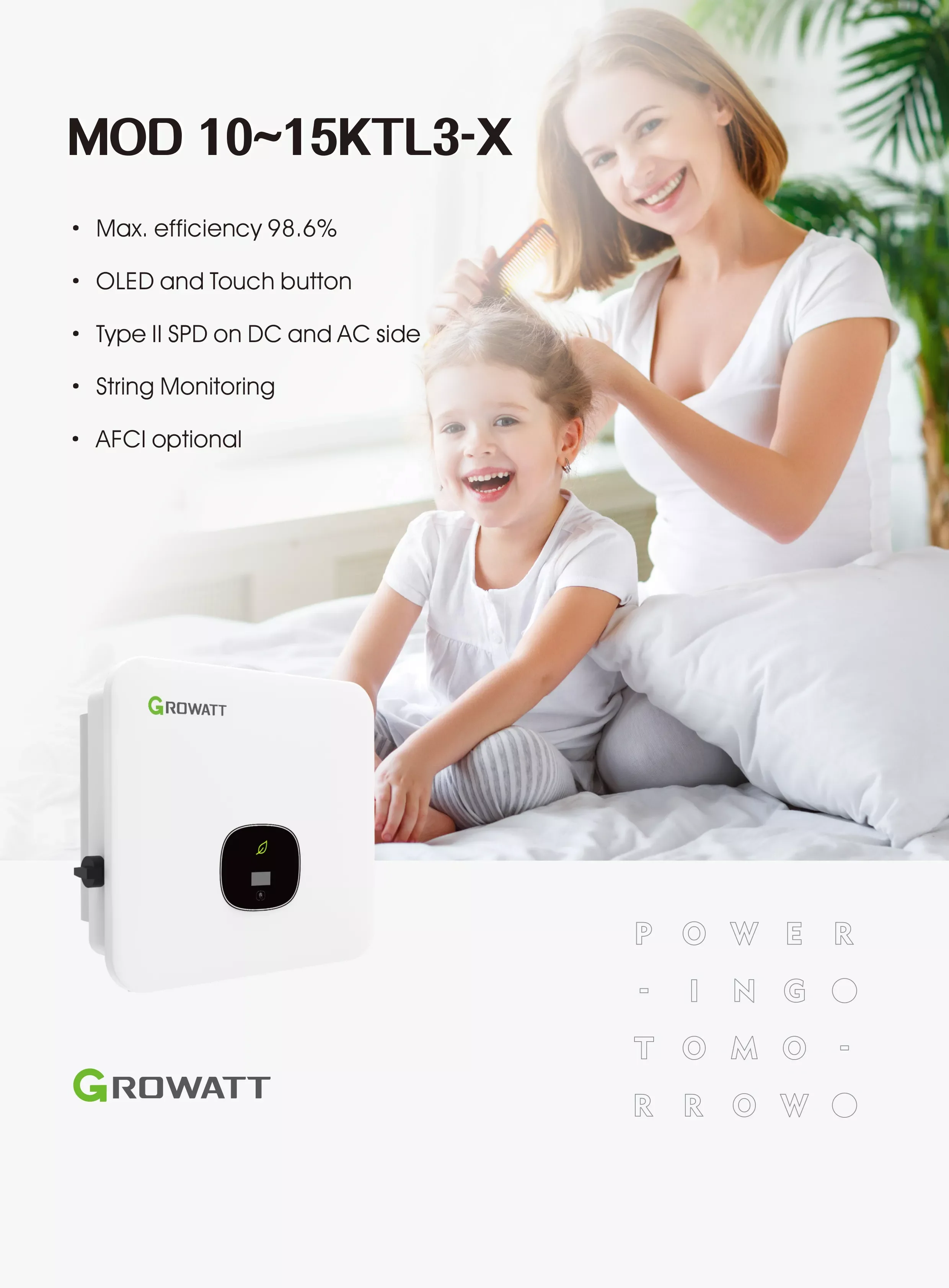 Чистый синусоидальный PV инвертор трехфазный Growatt 10 кВт 15 20 25 50 на сетке