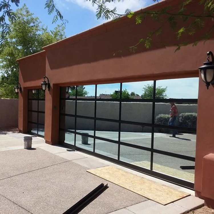 Double Frameless Mirror Glass Carriage House Garage Door