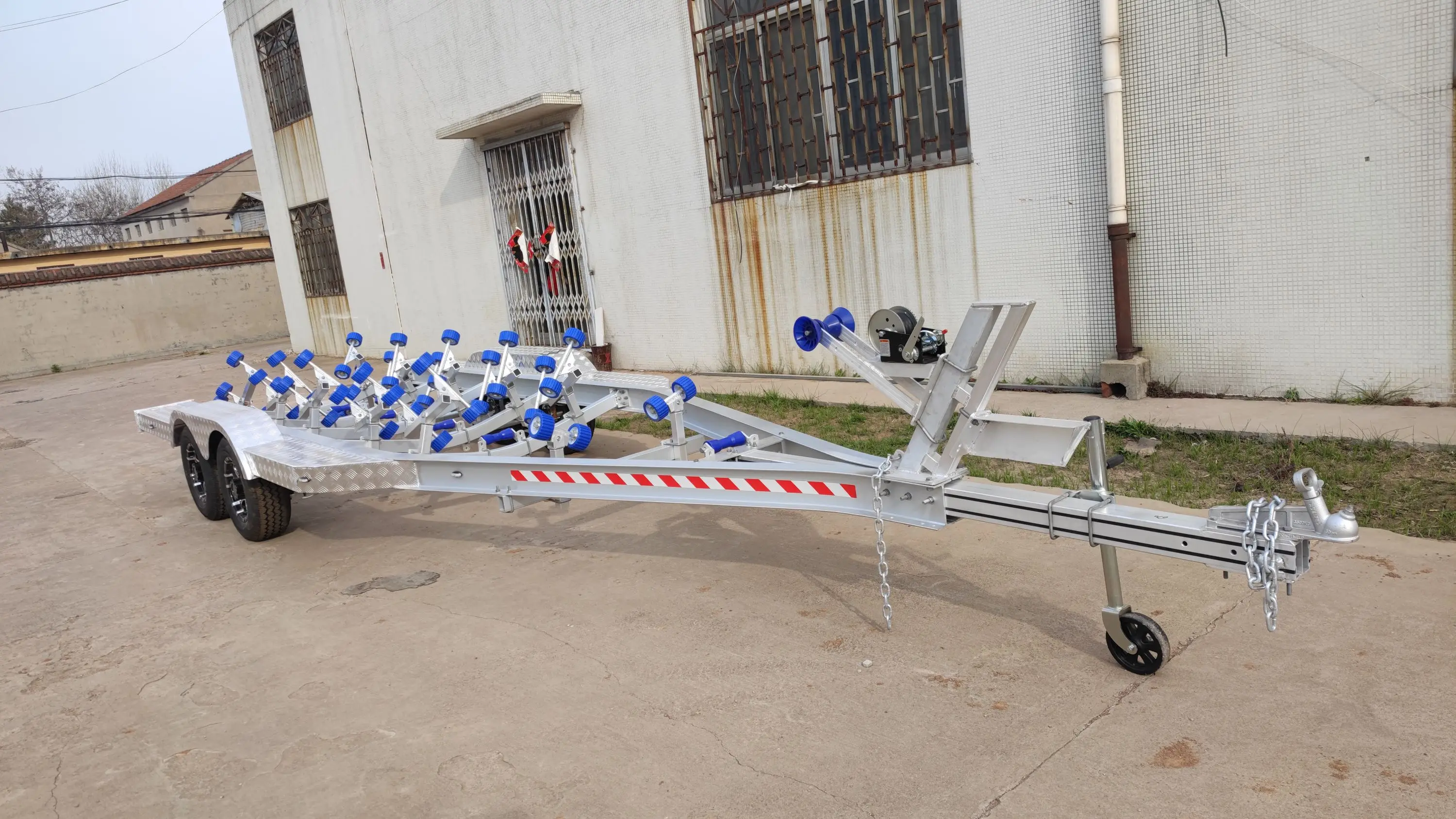 hydraulic brake tandem axle boat trailer aluminum wobbly rollers