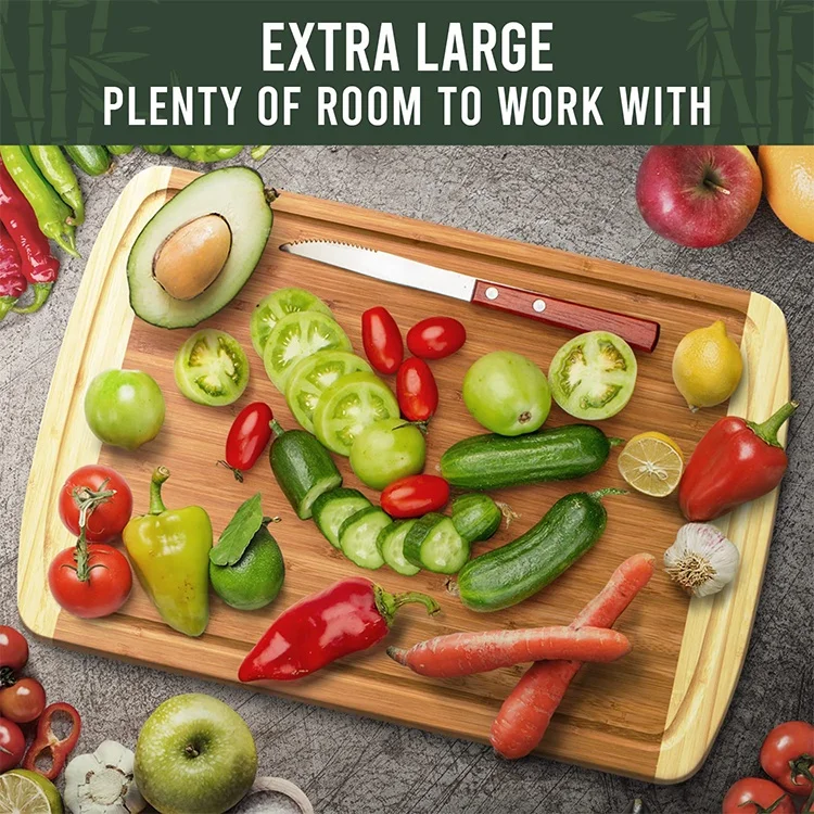 High Quality Wooden Cutting Board Kitchen Bamboo Chopping Board Multifunctional  Wood Butcher Block With Juice Groove