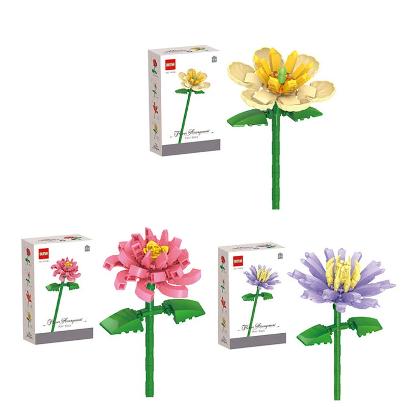Educational DIY 3.6mm Mini Small Particle Bricks Building Block Toys Flower Story 8 pieces/box