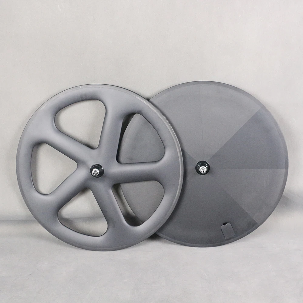 Full carbon 5 spokes closed wheels for track/road/disc bike carbon wheels carbon rims clincher/tubular spokes wheelset bicycle
