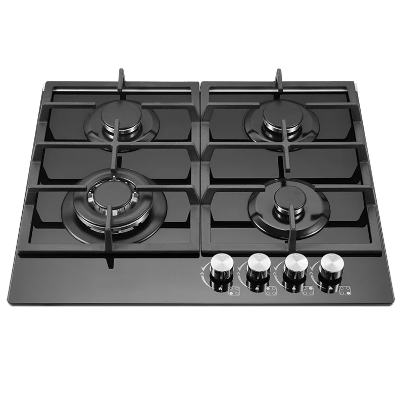 Customized embedded 4 burner gas cooker high quality tempered glass gas stove for wholesale