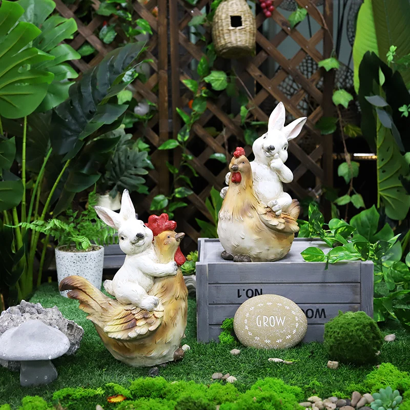 Redeco New Arrival Wholesale Garden Rabbit Statue Magnesia Crafts  Easter Bunny Magnesium oxide Crafts