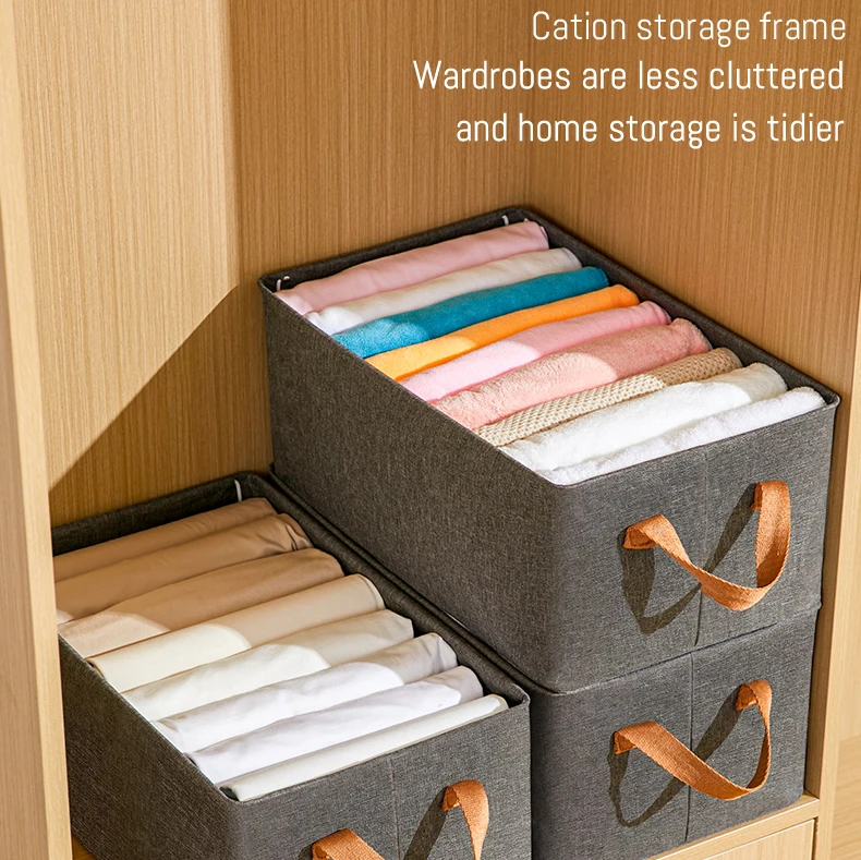 OEM Supported Multifunctional Foldable Storage Baskets Square Drawer Type Clothes Cation Organizer for Wardrobe Storage