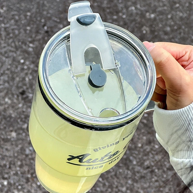 Outdoor Mugs Glass Thermos Cup Stan Car Insulated Cold 33.5oz travel water Glass bottle With Handle Tumbler Wholesale Bulk