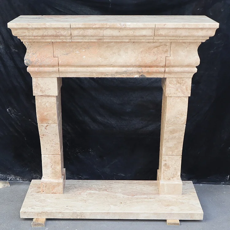 Factory direct supply whole sale old world design travertine stone fireplace mantel