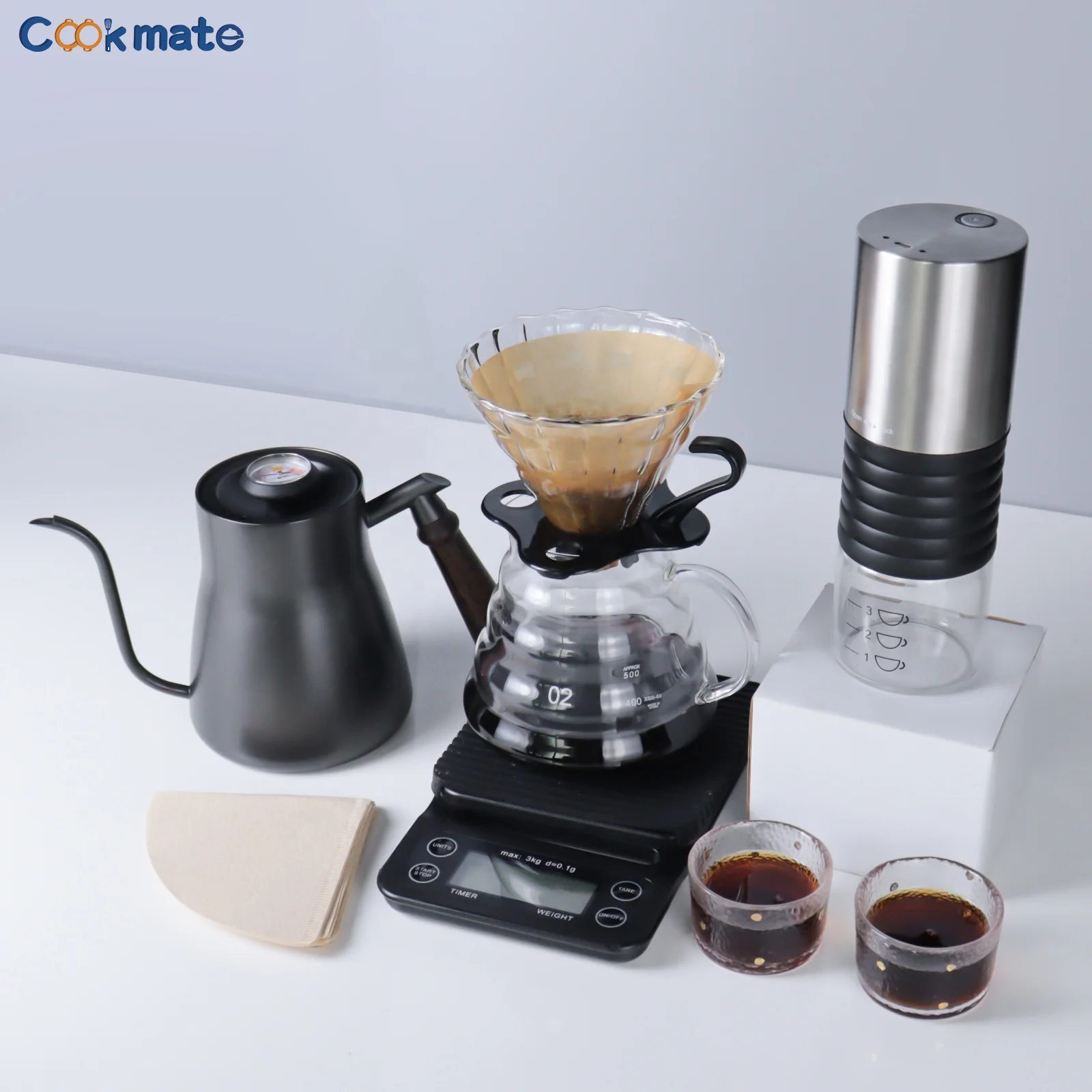 Unique Electric Arabic Coffee Maker with Timer Automatic Coffee Tea Maker Smart Gooseneck Coffee Pot Black Kitchen Body Metal