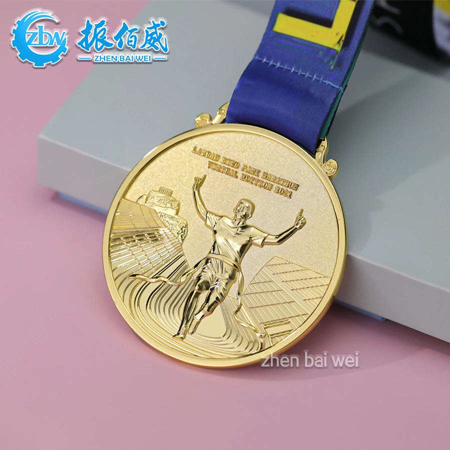 Wholesale Cheap Design Your Own Blank Zinc Alloy 3D Gold Award Marathon Running Custom Metal Sport Medal
