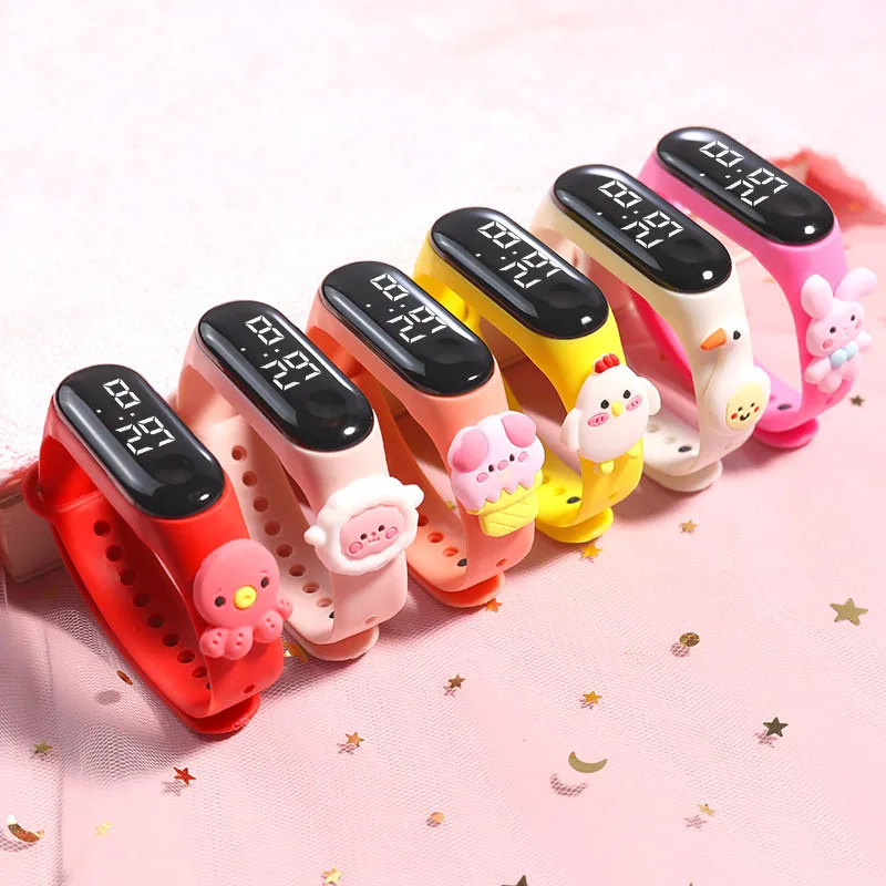 Kids Wholesale Silicone Cartoon LED Children WristWatch Reminder Unique Kids digital Watches Sport Girls Boys Watch