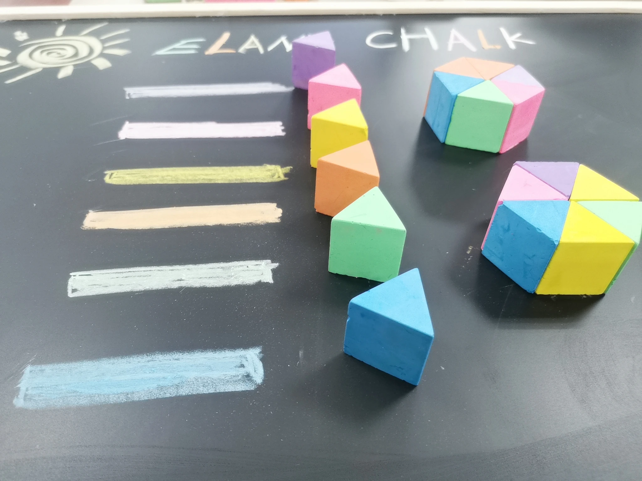 educational novelty  15 pieces of pyramid shaped  chalk  non toxic triangle sidewalk chalk for kids