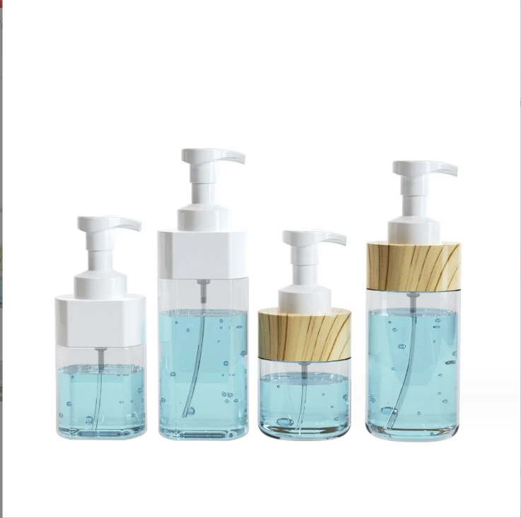 300 500ML flat shoulder protector foam bottle press to remove the transparent mousse sparkling hand soap bottle
