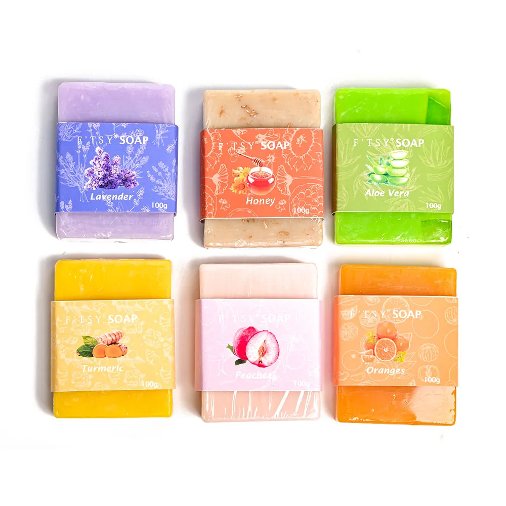 Customized 6 Colorful Natural Clean Soap Essential Oil Handmade Whitening Soap