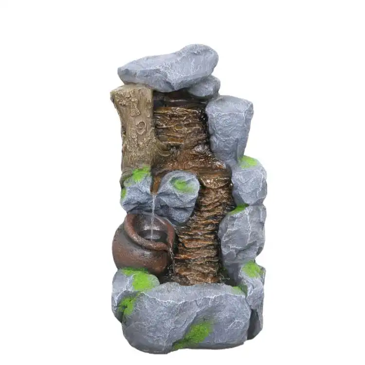 New Wooden Water classical Water Feature plant pot and led for indoor outdoor nature Garden Fountain