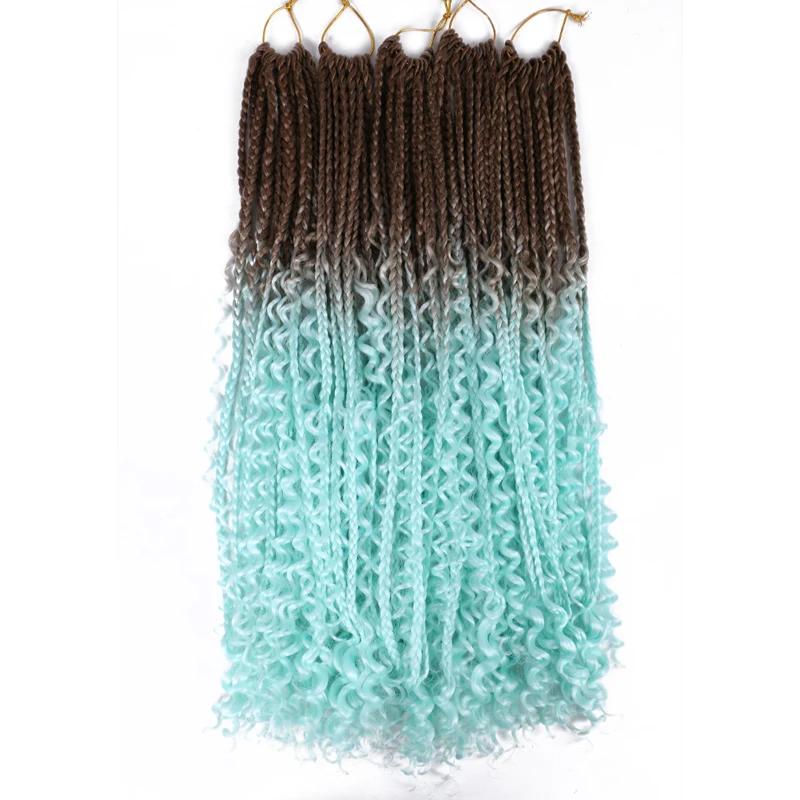 
Crochet Hair Goddess Boho Box Braids with Curly Ends Pre-looped Synthetic Bohemian 3x Box Braiding Hair Extension 