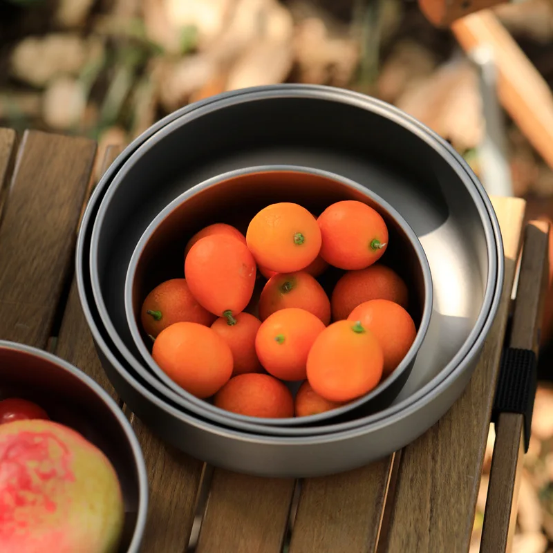 Picnic Lightweight Pan Titanium Cookware Plate Dishes Round Outdoor Camping Dish Titanium Bowl