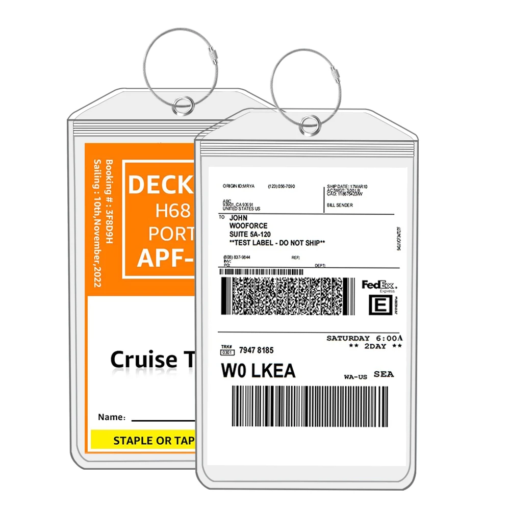 Extra Large Travel PVC Baggage Tag Holder Luggage Bag Pouch Plastic Clear Custom printed Golf Luggage Tags for Shipping Golf Bag