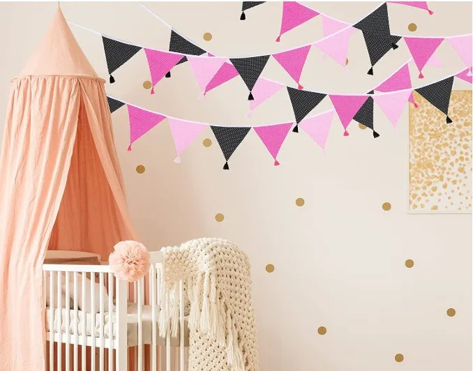 Party Pennant Flag Tassel Multicolor Spring Camping New Banner Birthday Baby Themed Party Banner Bunting Flags