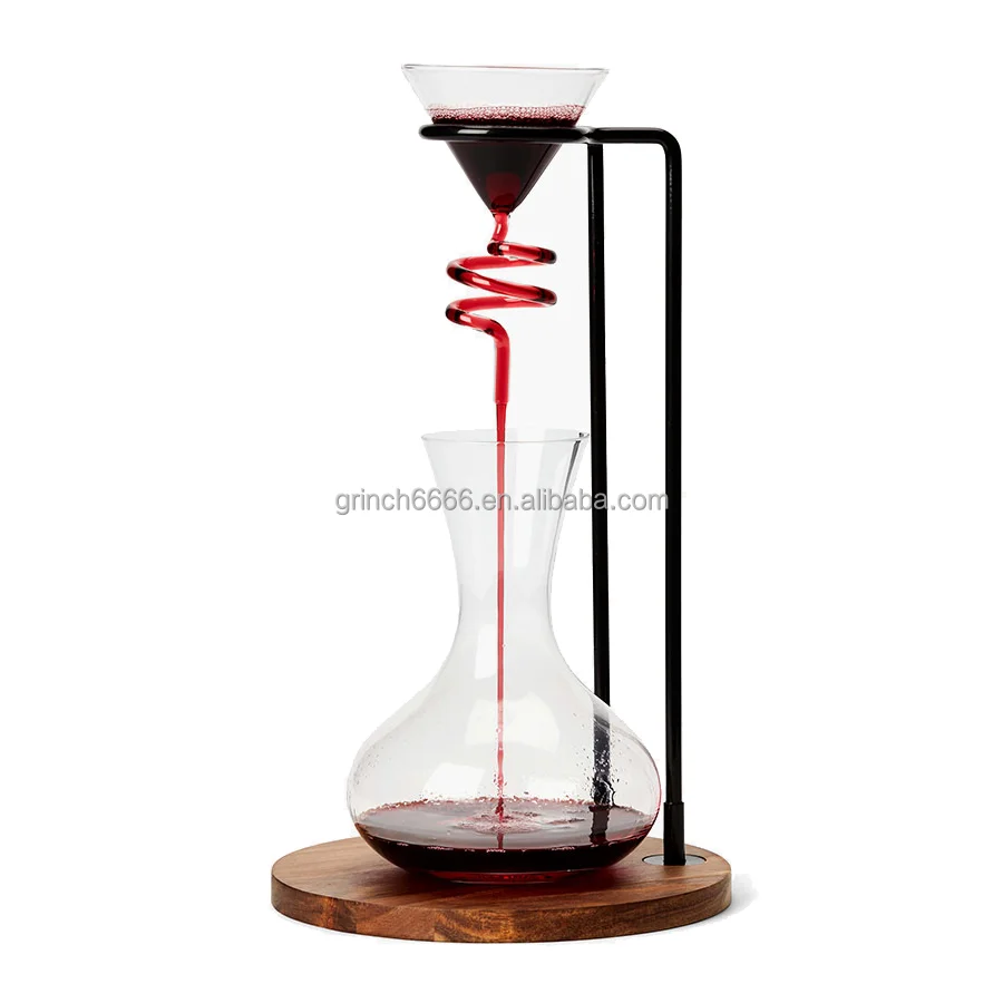 Helical Wine Decanter Set Art Series Spiral Decanter and Aerator Set Glass Wine Carafe Bar Cart Accessories