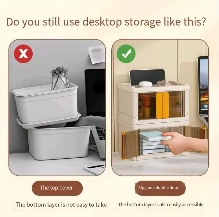 High Quality Plastic Desktop Storage Organizer Household Transparent Folding Storage Box For Snacks