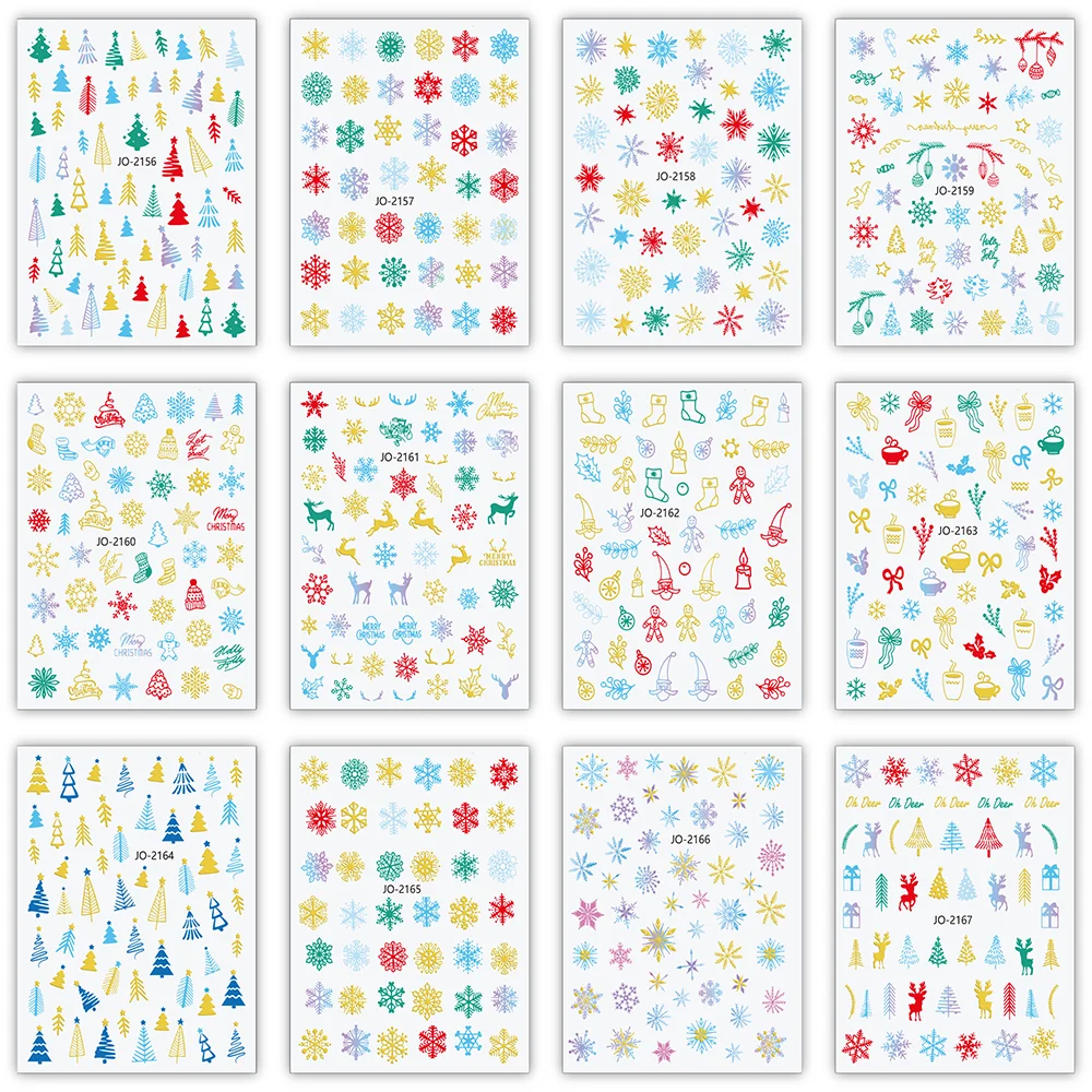 Fluorescence Nail Decoration Sticker Snowflake Skull Animals Pattern  Christmas Nail Stickers