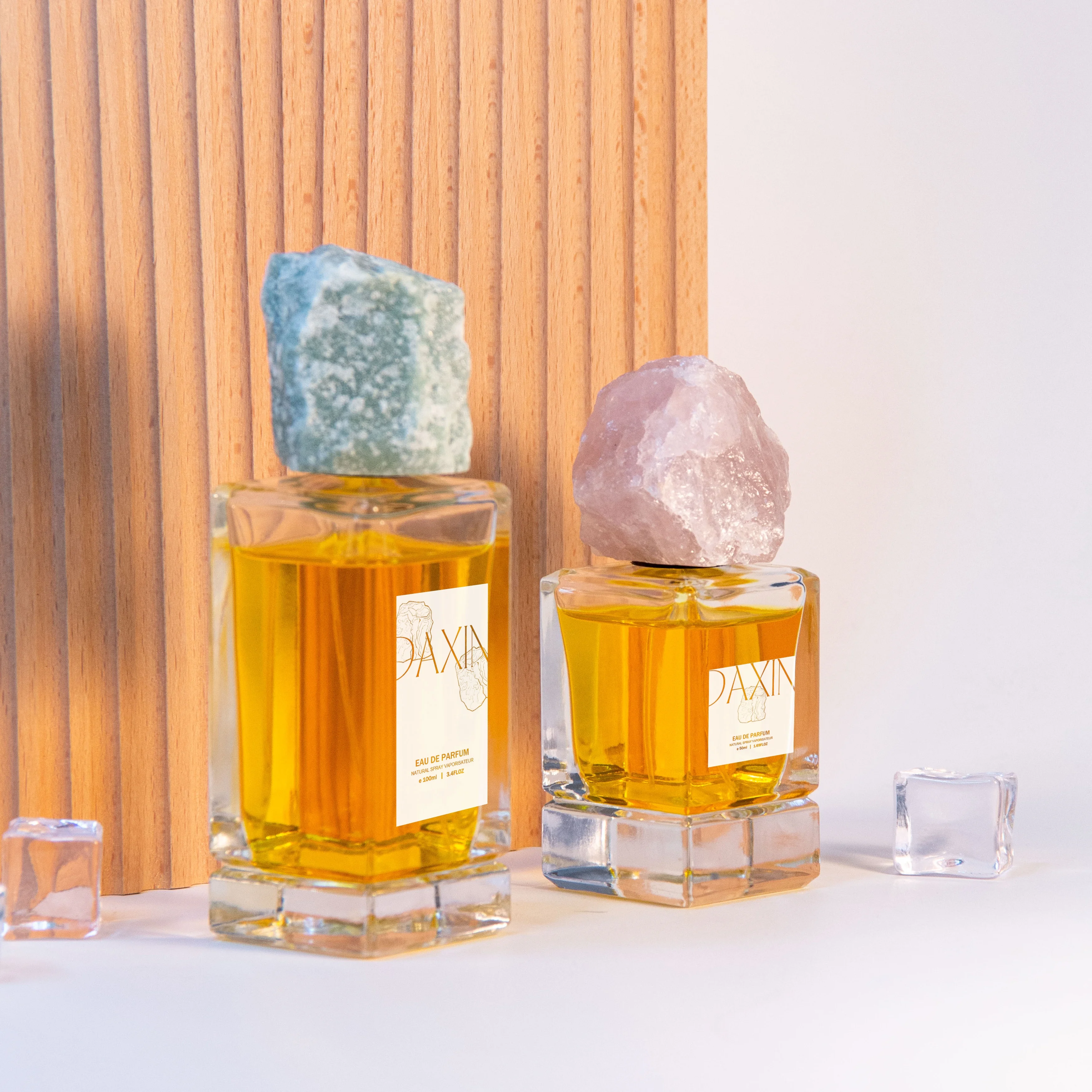 Direct Wholesale Manufacture 50/100ml Personality Rectangle Empty Perfume Glass Bottle with Stone Perfume Cap