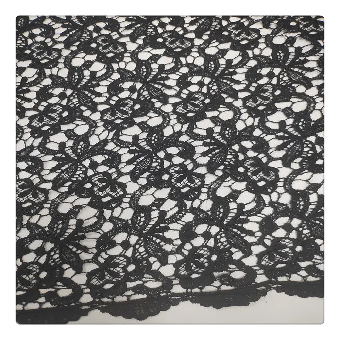 oem good price latest african guipure lace fabric guipure cord lace fabric black chemical embroidery fabric