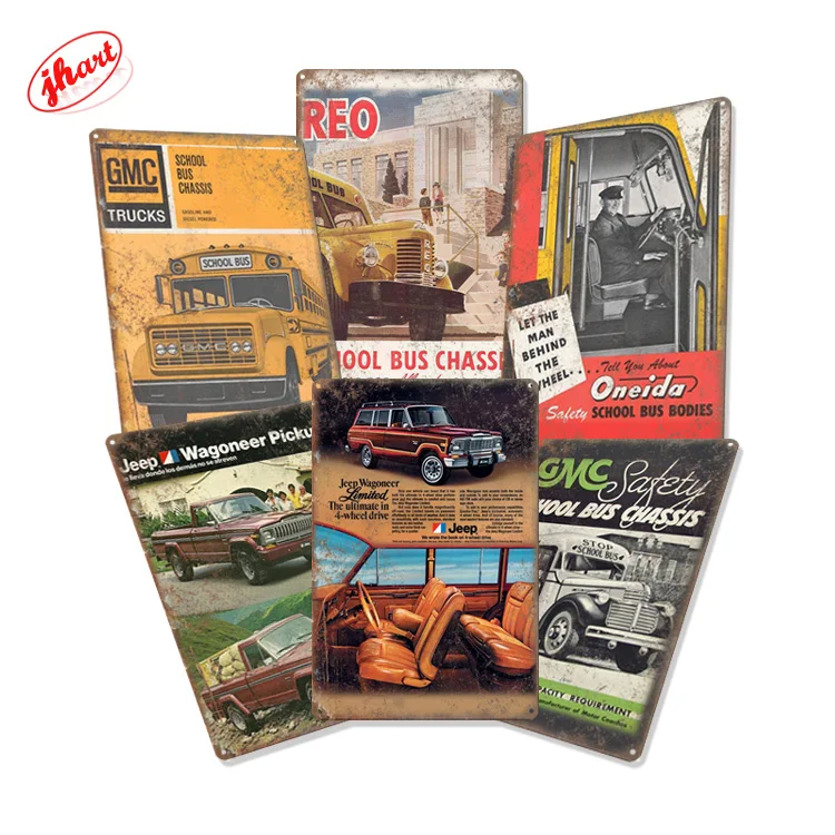 School bus classis vintage metal sign Car Retro Poster Wall Decor for Man Cave Bar Pub Club automotive Tin Sign Wholesale