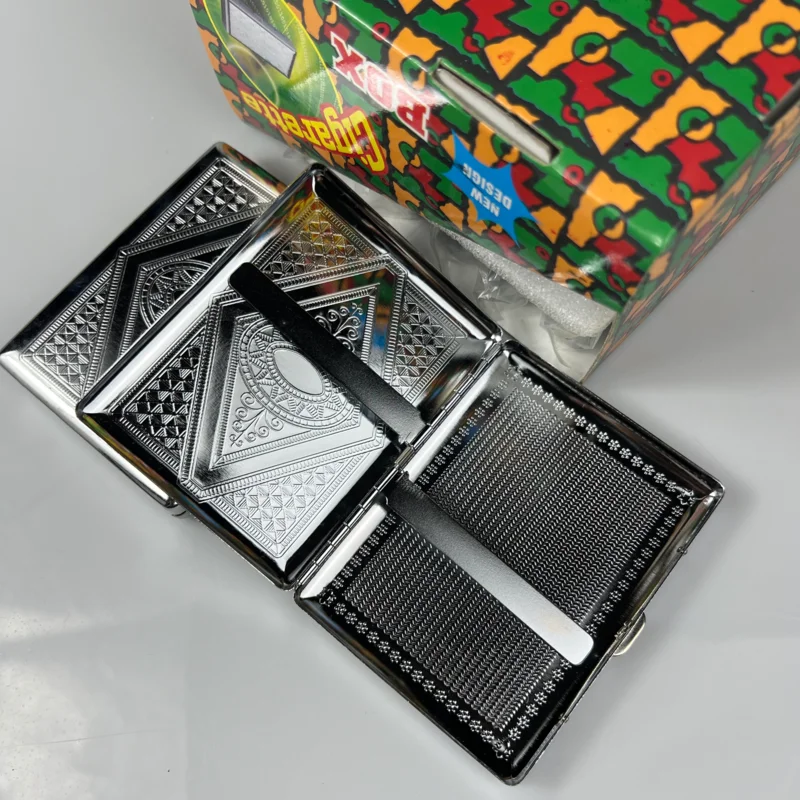 Metal creative square stainless steel Portable exquisite Embossing custom cigarette case