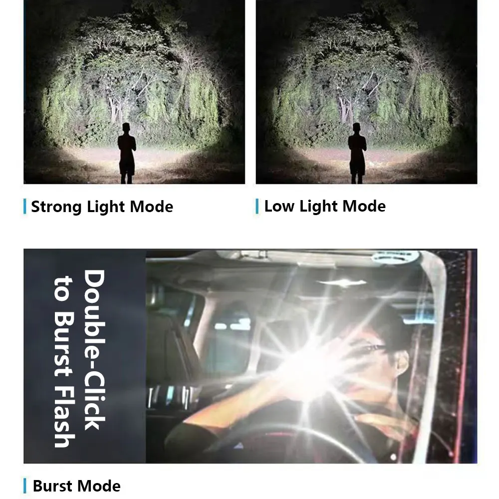 P70 Strong Light Long Range Portable Flashlight Rechargeable Zoom LED Outdoor Tactical Torch Light