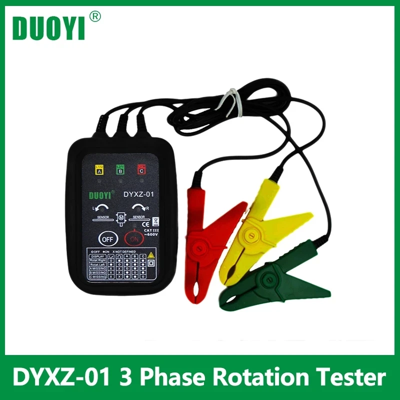 DYXZ-01  70V~600V AC Non-Contact Phase Indicator Detectors Circuit LED Break Test Voltage Detector Meter 3 Phase Rotation Tester