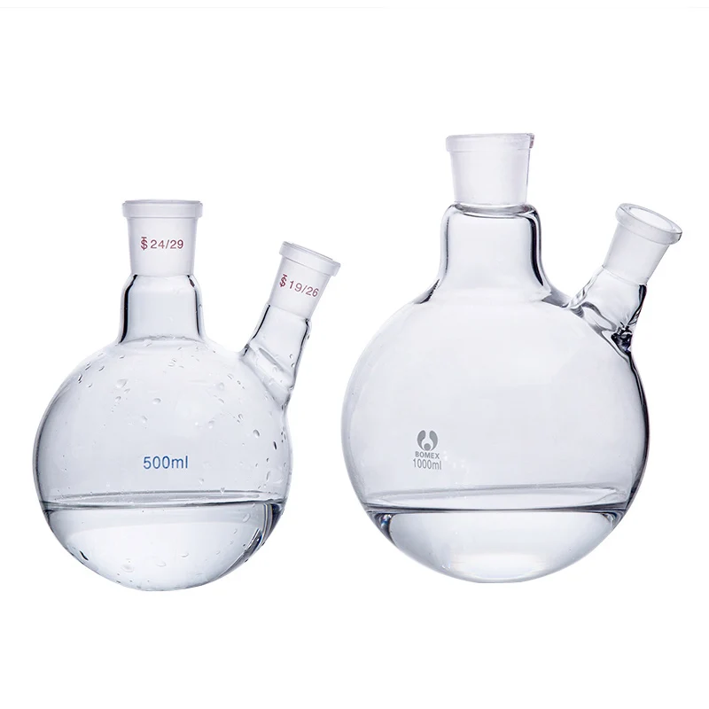 Lab 10000 20000ml Glass Round Bottom 2 Two Neck Boiling Flask with 1 One Parallel Straight Direct Standard Side Mouth Port