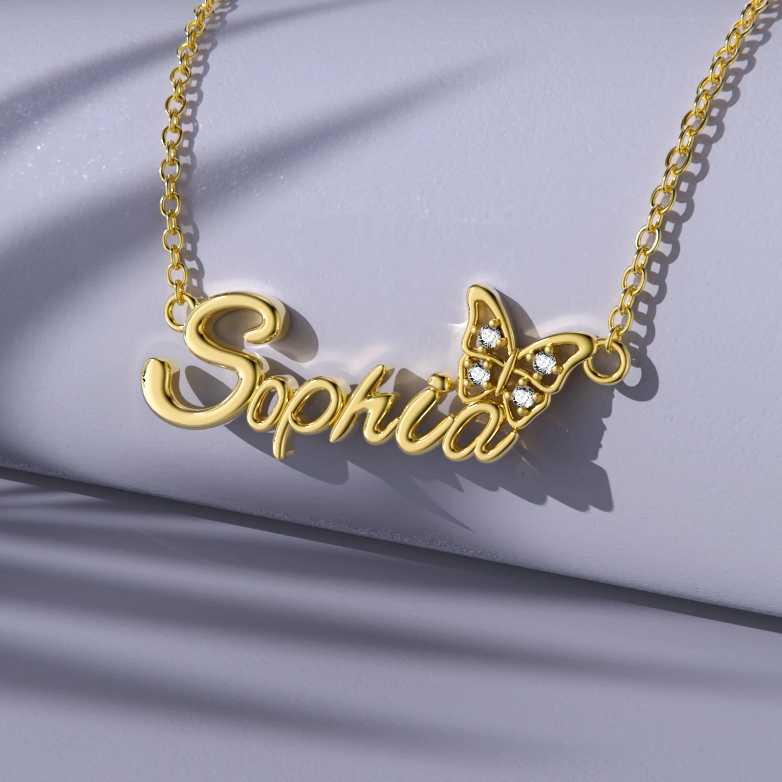 Jewelry Gift Custom My Name 925 Silver Solid Gold Plated Personalized Initial Name Necklace For Women