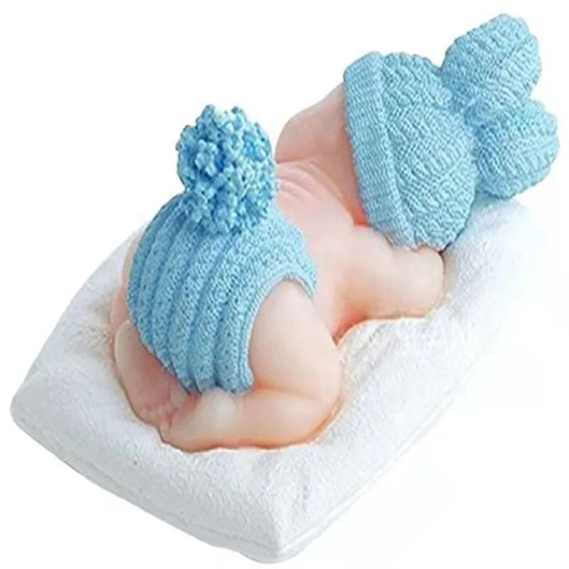 DM693 Creative Sleeping Baby Silicone Mould Craft Baby Shower Birthday Party Liquid Handmade Soap Mold For Handmade Gifts