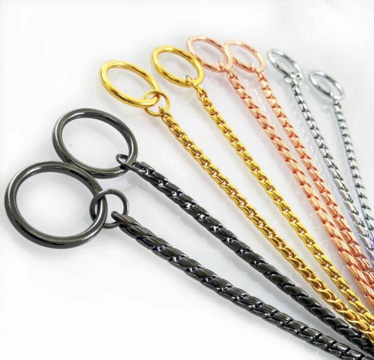 Quality copper material fashion dog snake choke chain metal dogs collar.