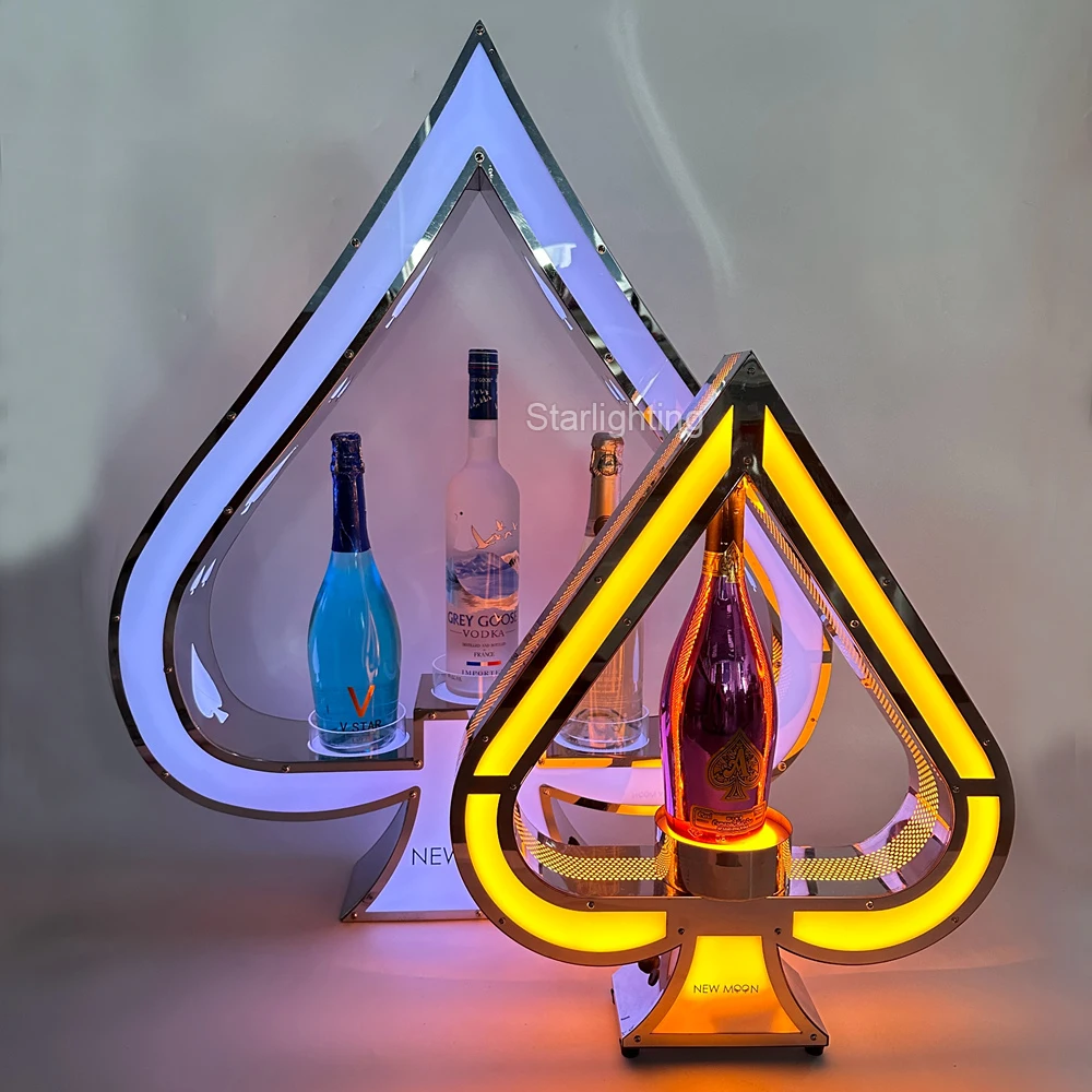 OEM ODM с логотипом на заказ разноцветный туз из лопатки 3 бутылки светодиодный держатель для шампанского вечеринки