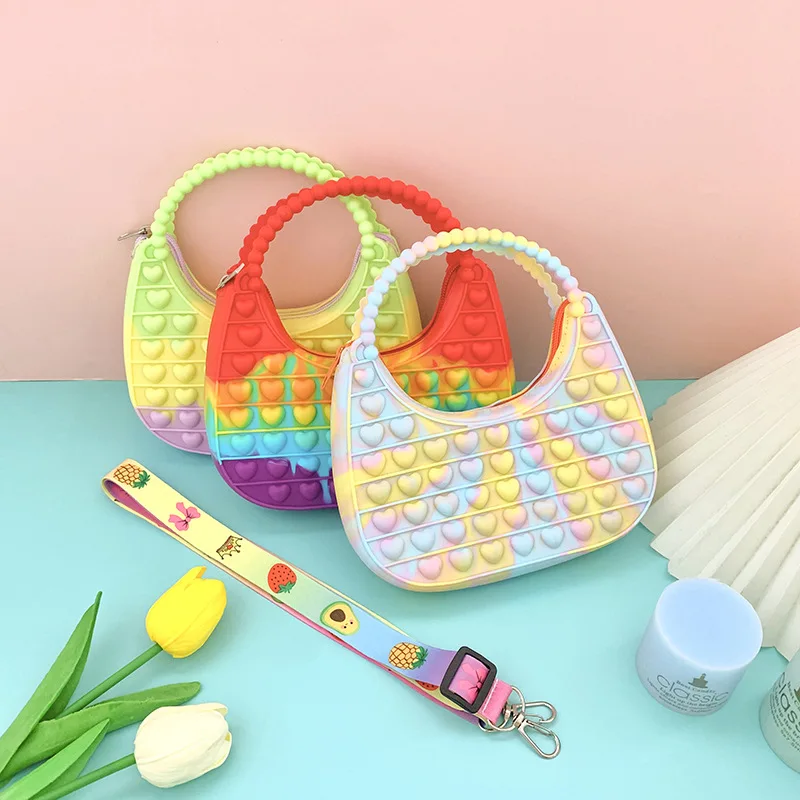 women organize main big silicon tote sensory pocketbook new mini sac hand handbag bolsa push bubble pop fidget toy bag