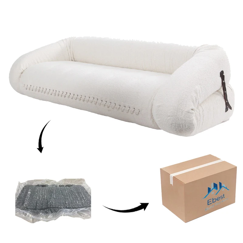 French-style Modular Combination Small Apartment Living Room Corner Seat 3-proof Lambswool Compressed Fabric Sofa Home Furniture