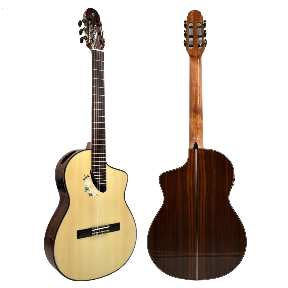 New Unique Design High Quality Custom professional handmade 4/4 size top solid spruce rosewood classical guitar for stage