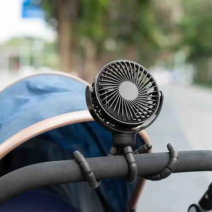 Customized Logo Outdoor Flexible Clip Tripod Fan 2  Pedestal Rechargeable Usb Octopus Fan Mini Portable Baby Stroller Fan