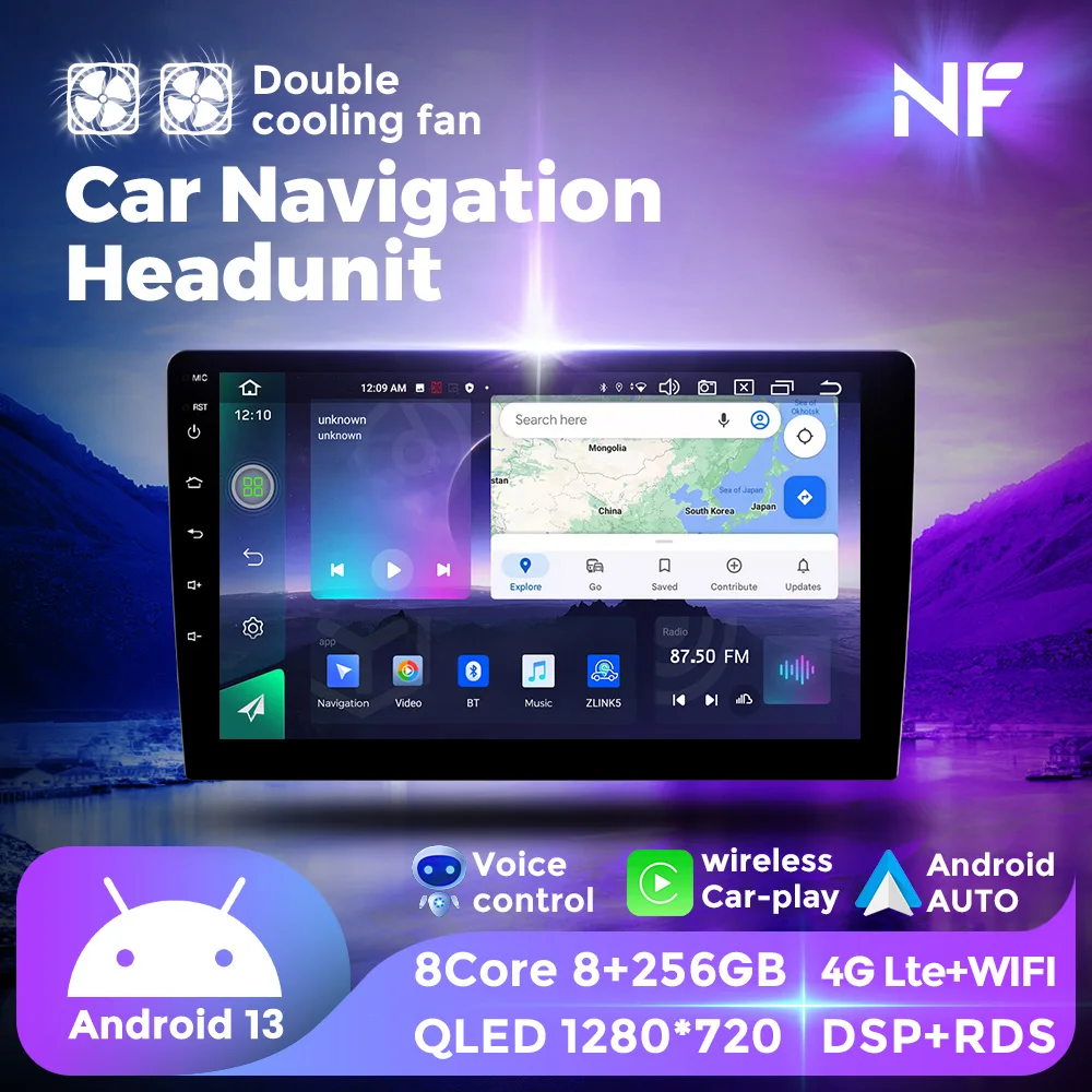 NaviFly NF Android 13 QLED 1280*720 car Video for For Head Unit 9/10inch QLED Screen support Voice Control